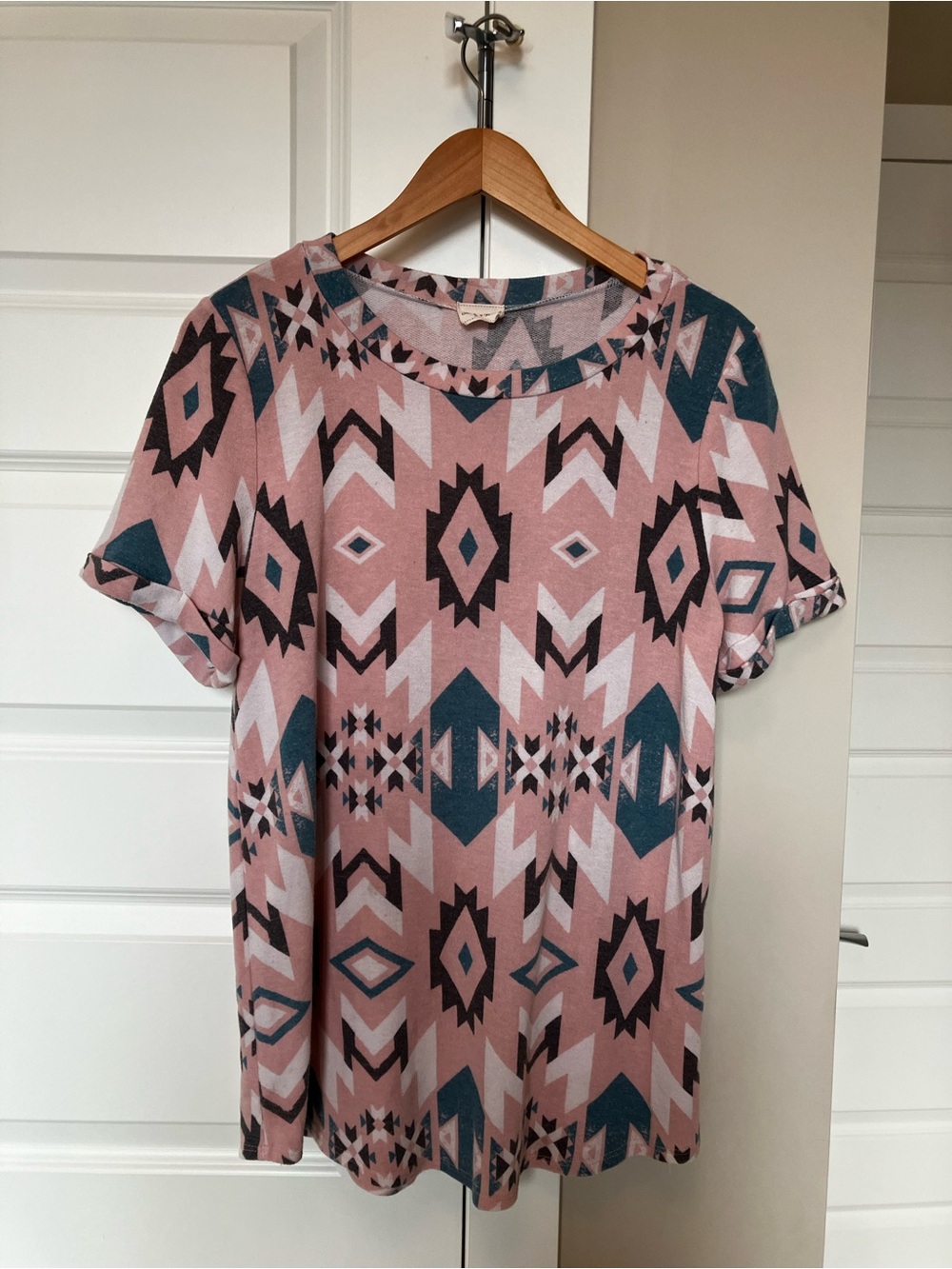 Pink Aztec Print Short Sleeve Tee